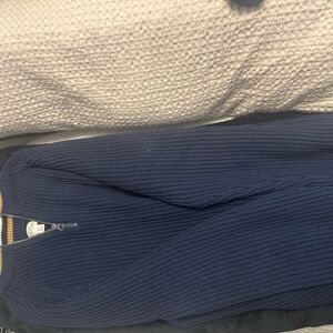 J. Crew Blue Zip Up Sweater with Ribbed Knit